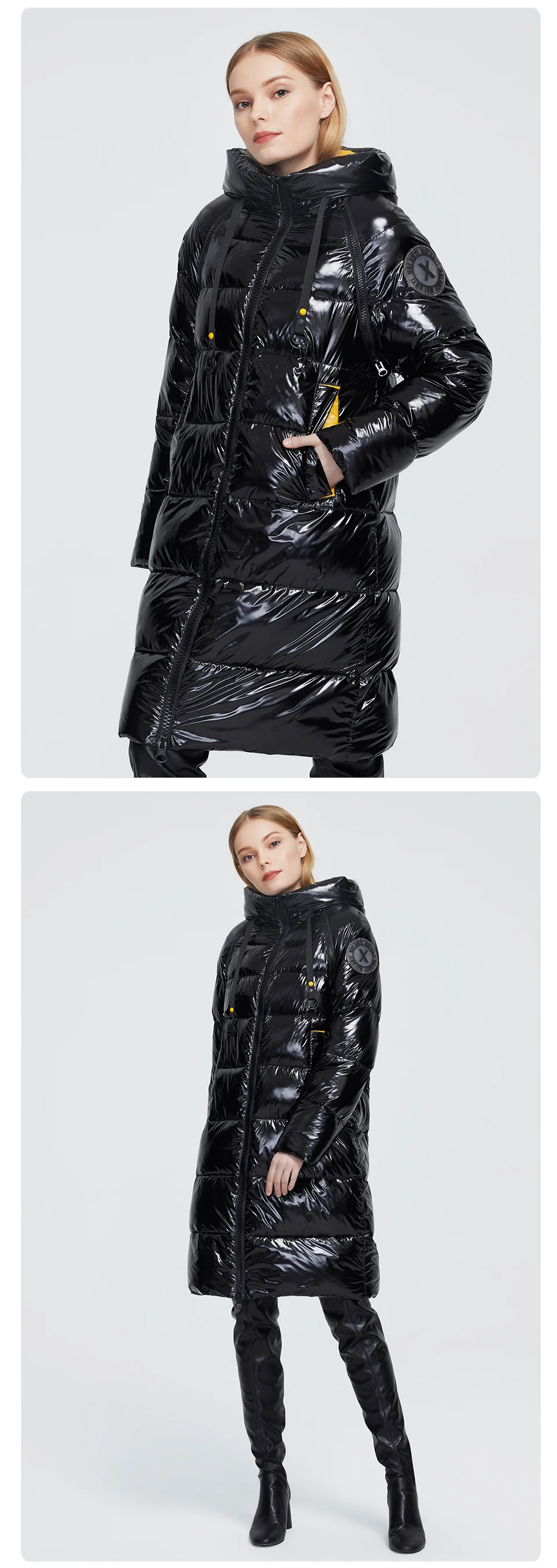 Astrid 2023 New Winter parka Women's coat women Jacket long warm Bright fabric fashion hooded large sizes female clothing 8675