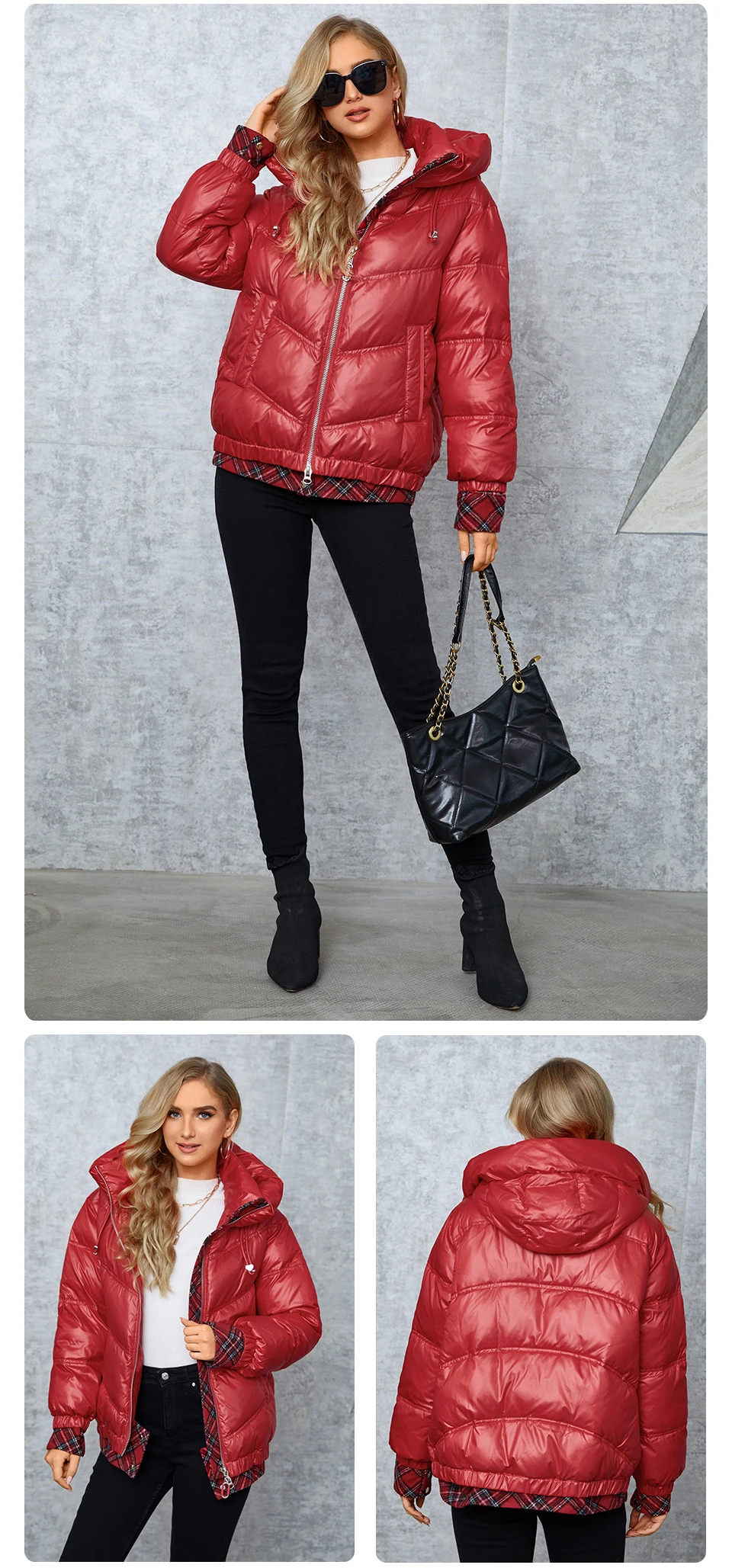 GASMAN Women's Parka 2022 New Fashion Women stand collar short slim casual hooded Luxury pocket Warm Down Jacket GM-82903