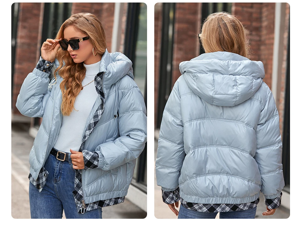 GASMAN Women's Parka 2022 New Fashion Women stand collar short slim casual hooded Luxury pocket Warm Down Jacket GM-82903