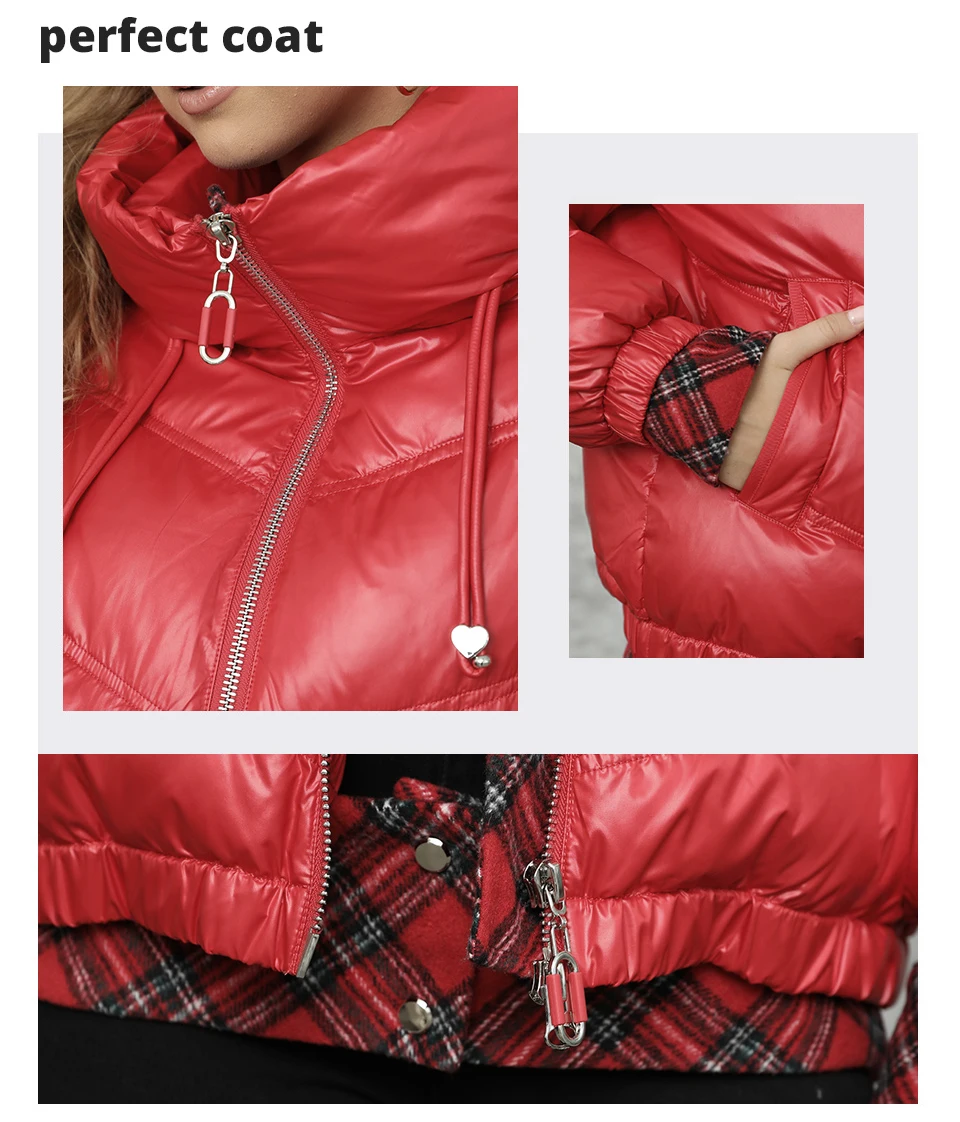 GASMAN Women's Parka 2022 New Fashion Women stand collar short slim casual hooded Luxury pocket Warm Down Jacket GM-82903