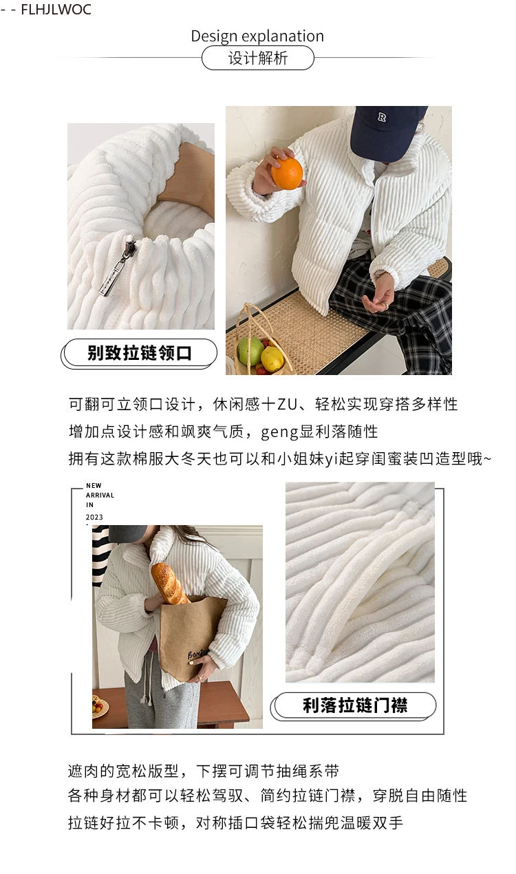 Corduroy Cotton 2025 Winter Turtleneck Warm Outerwear Coats Cake Korean Style Cute Girls Short Down Jacket Short Women Parkas