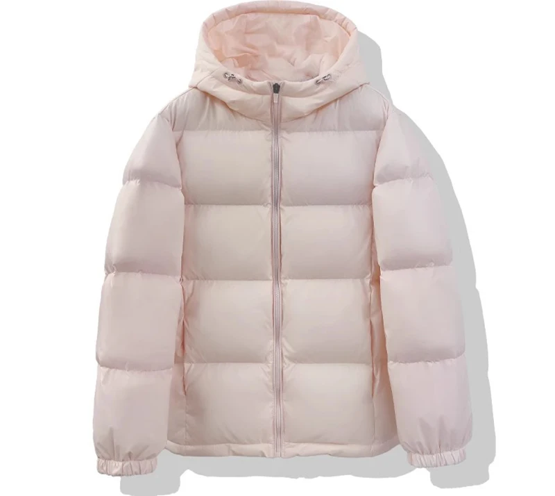 Zoki Winter Cute Pink Puffy Parkas Women Warm Thick Long Sleeve Sweet Cotton Coat Casual Stand Collar Preppy Style Korean Jacket