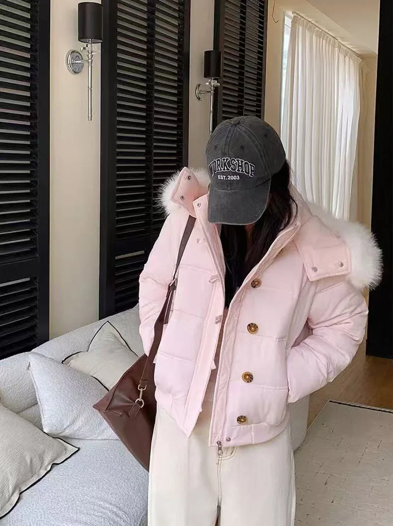 Winter Warm Faux Fur Hooded Parkas for Women Y2K Korean Thick Fluffy Coats Fashion Streetwear Single Breasted Puffer Jacket