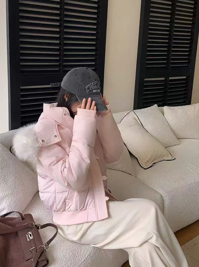 Winter Warm Faux Fur Hooded Parkas for Women Y2K Korean Thick Fluffy Coats Fashion Streetwear Single Breasted Puffer Jacket
