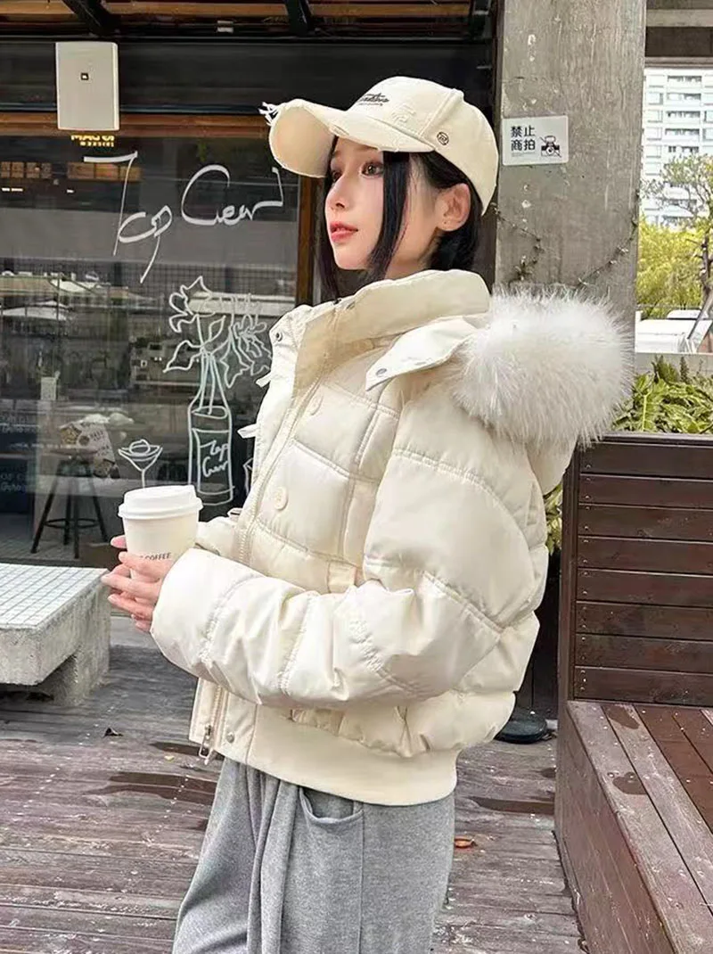 Winter Warm Faux Fur Hooded Parkas for Women Y2K Korean Thick Fluffy Coats Fashion Streetwear Single Breasted Puffer Jacket