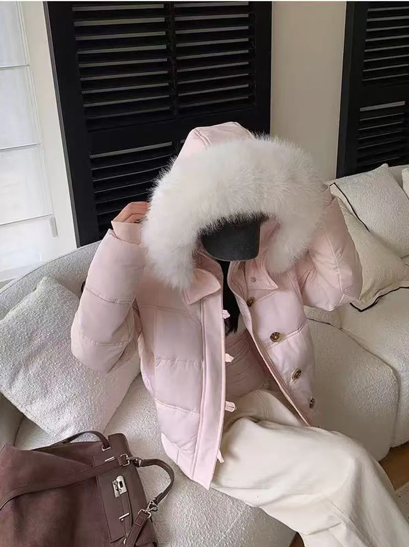 Winter Warm Faux Fur Hooded Parkas for Women Y2K Korean Thick Fluffy Coats Fashion Streetwear Single Breasted Puffer Jacket