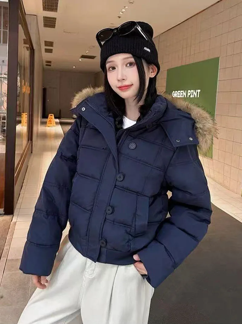 Winter Warm Faux Fur Hooded Parkas for Women Y2K Korean Thick Fluffy Coats Fashion Streetwear Single Breasted Puffer Jacket