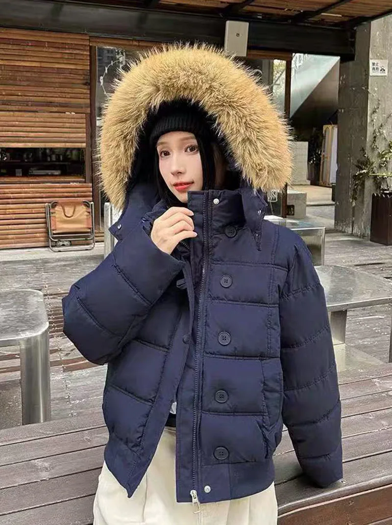Winter Warm Faux Fur Hooded Parkas for Women Y2K Korean Thick Fluffy Coats Fashion Streetwear Single Breasted Puffer Jacket