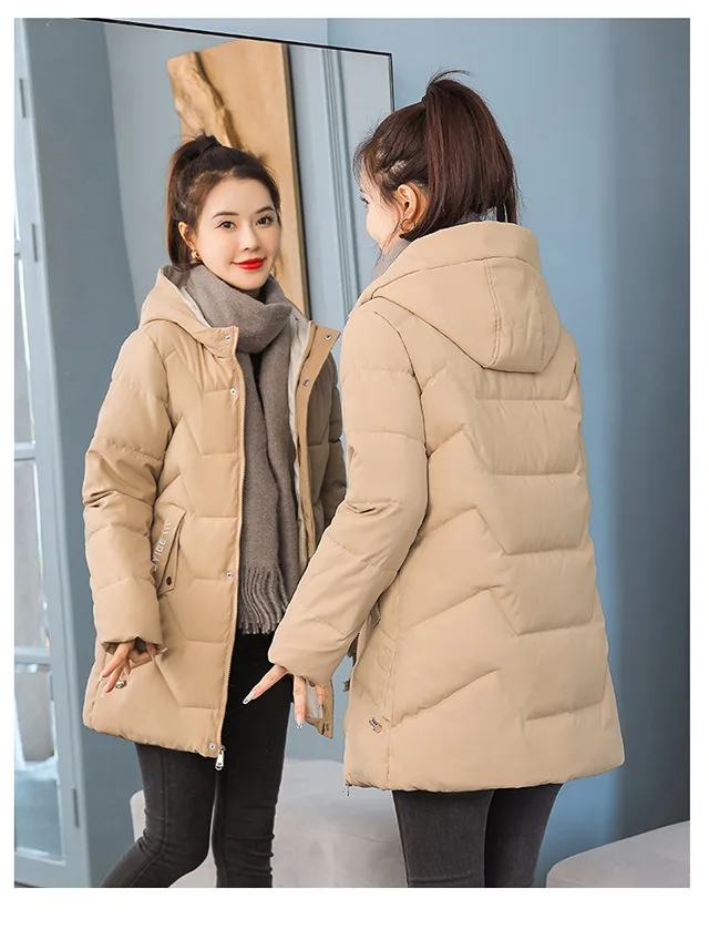 2025 New Women Down Cotton Jacket Korean Loose Thicken Warm Women'S Winter Jacket Hooded Print Women Parkas Coat Winter Outwear