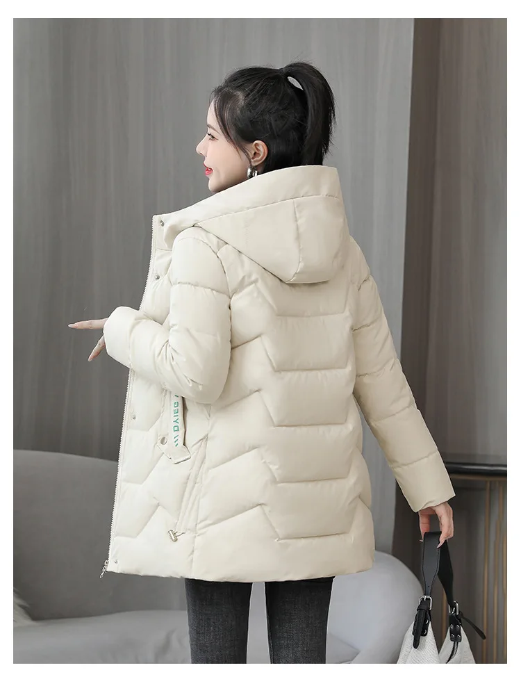 2025 New Women Down Cotton Jacket Korean Loose Thicken Warm Women'S Winter Jacket Hooded Print Women Parkas Coat Winter Outwear