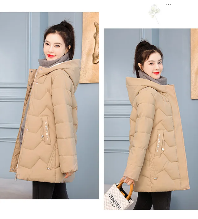 2025 New Women Down Cotton Jacket Korean Loose Thicken Warm Women'S Winter Jacket Hooded Print Women Parkas Coat Winter Outwear
