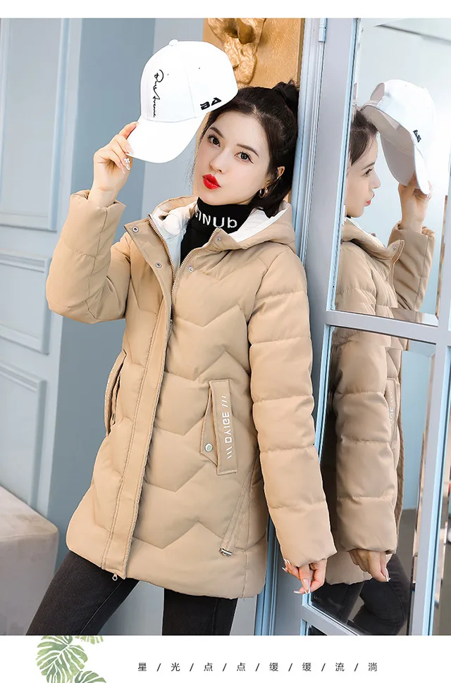 2025 New Women Down Cotton Jacket Korean Loose Thicken Warm Women'S Winter Jacket Hooded Print Women Parkas Coat Winter Outwear