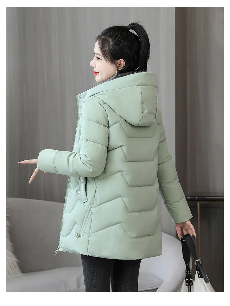2025 New Women Down Cotton Jacket Korean Loose Thicken Warm Women'S Winter Jacket Hooded Print Women Parkas Coat Winter Outwear