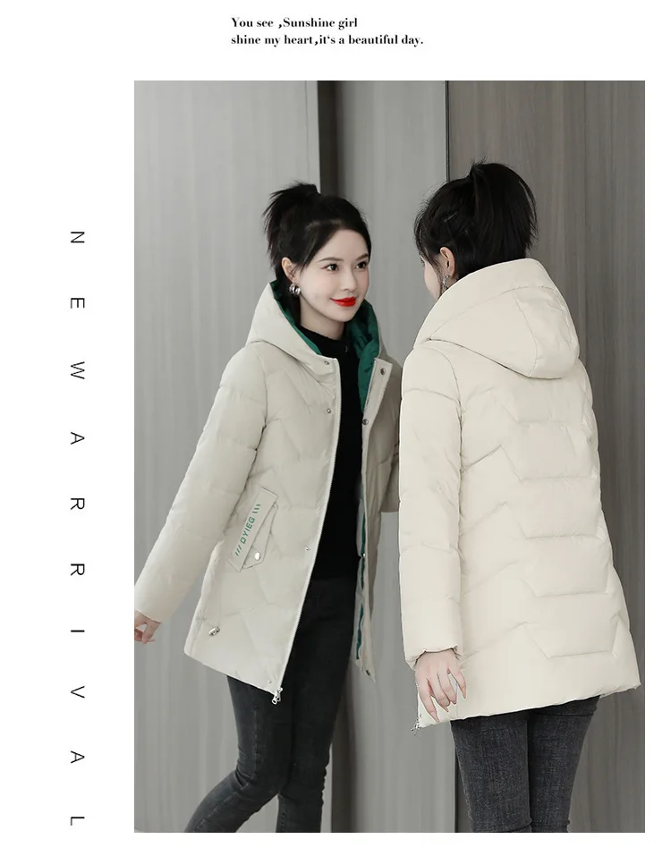 2025 New Women Down Cotton Jacket Korean Loose Thicken Warm Women'S Winter Jacket Hooded Print Women Parkas Coat Winter Outwear