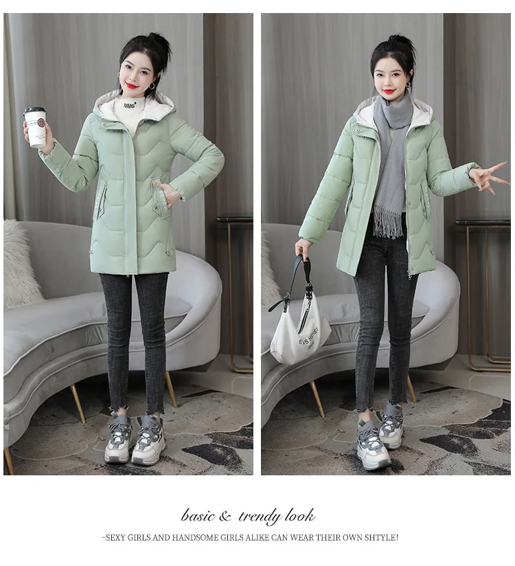 2025 New Women Down Cotton Jacket Korean Loose Thicken Warm Women'S Winter Jacket Hooded Print Women Parkas Coat Winter Outwear