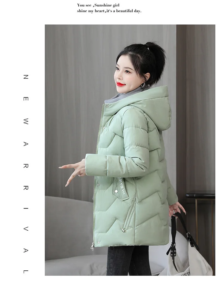 2025 New Women Down Cotton Jacket Korean Loose Thicken Warm Women'S Winter Jacket Hooded Print Women Parkas Coat Winter Outwear