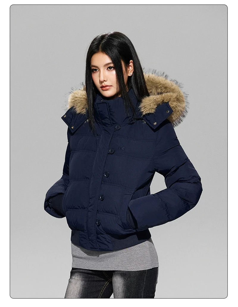 ZAROY Quilted Cotton Slim Short Puffer Coat Women Fur Hood Thick Warm Windproof Winter Cotton Padded Outwear Retro Jacket куртка