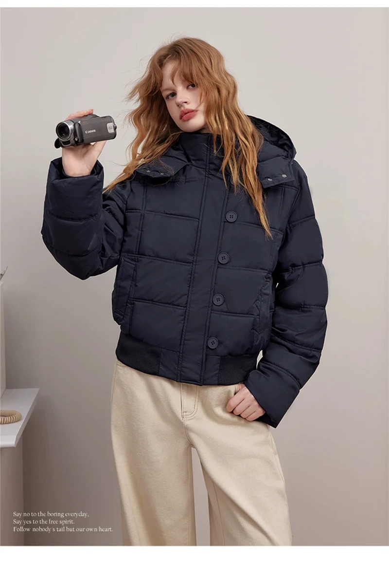 ZAROY Quilted Cotton Slim Short Puffer Coat Women Fur Hood Thick Warm Windproof Winter Cotton Padded Outwear Retro Jacket куртка