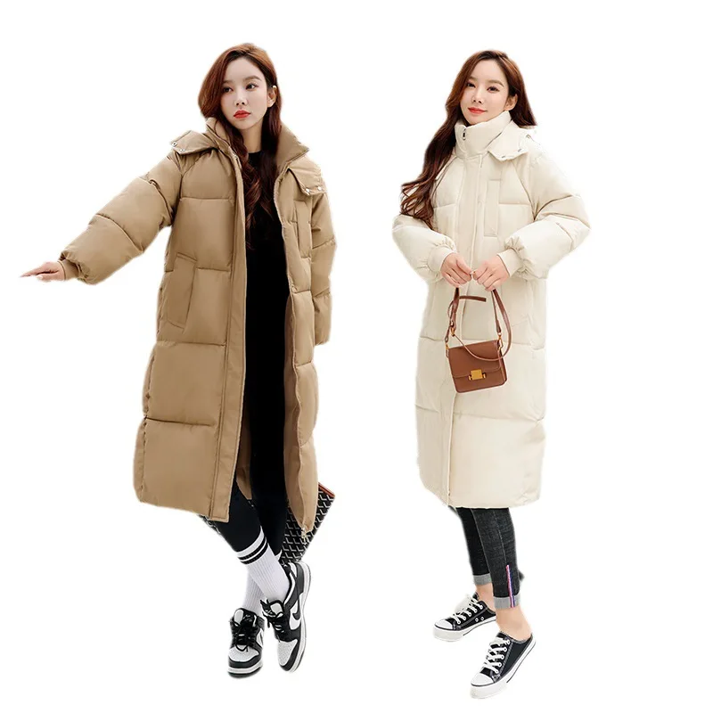Parkas Women Long Coats Hooded Zipper Jackets Full Sleeve Thick Warm Y2k Streetwear Elegant Jacket Work Coat Autumn Winter 2026