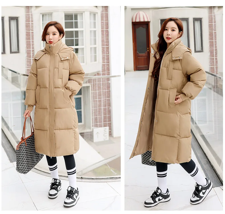 Parkas Women Long Coats Hooded Zipper Jackets Full Sleeve Thick Warm Y2k Streetwear Elegant Jacket Work Coat Autumn Winter 2026