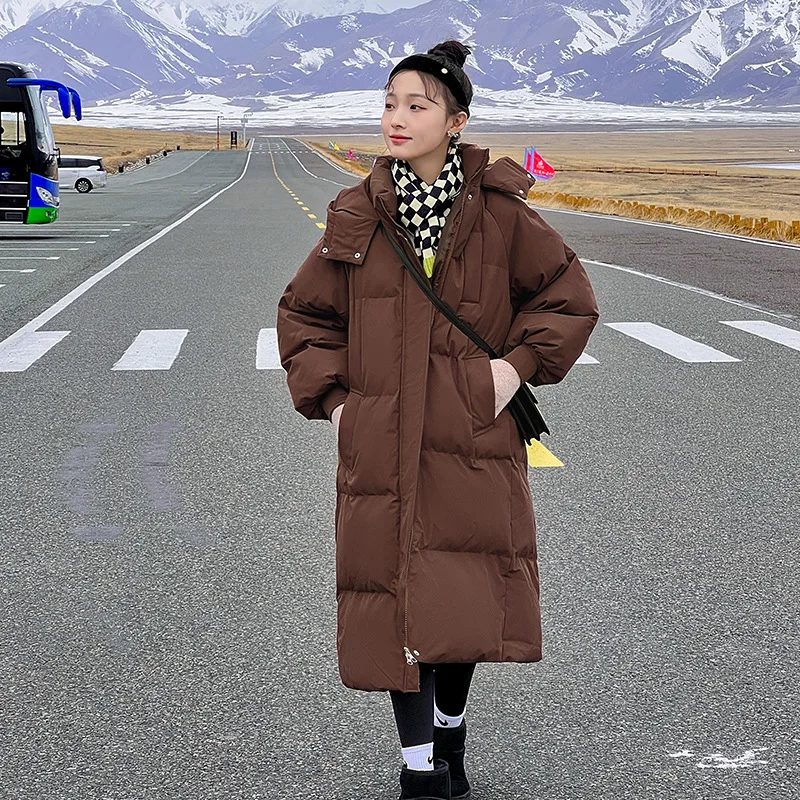 Parkas Women Long Coats Hooded Zipper Jackets Full Sleeve Thick Warm Y2k Streetwear Elegant Jacket Work Coat Autumn Winter 2026