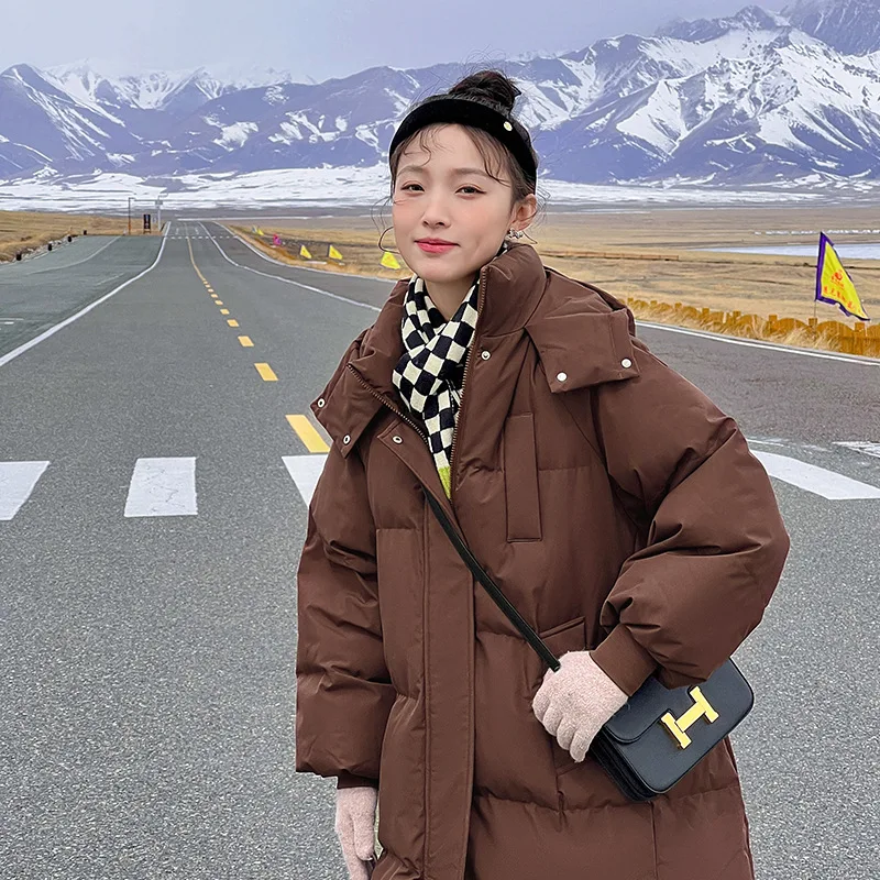 Parkas Women Long Coats Hooded Zipper Jackets Full Sleeve Thick Warm Y2k Streetwear Elegant Jacket Work Coat Autumn Winter 2026