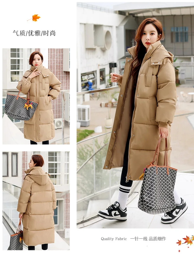 Parkas Women Long Coats Hooded Zipper Jackets Full Sleeve Thick Warm Y2k Streetwear Elegant Jacket Work Coat Autumn Winter 2026