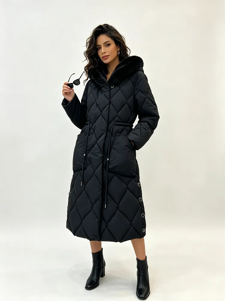 Parkas Women Mid Length Coats Hooded Zipper Jackets Full Sleeve Thick Warm Y2k Streetwear Elegant Jacket Coat Autumn Winter