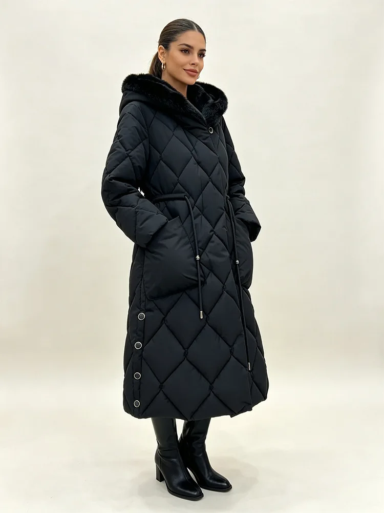Parkas Women Mid Length Coats Hooded Zipper Jackets Full Sleeve Thick Warm Y2k Streetwear Elegant Jacket Coat Autumn Winter