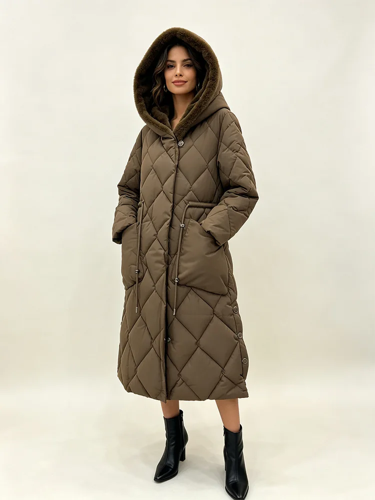 Parkas Women Mid Length Coats Hooded Zipper Jackets Full Sleeve Thick Warm Y2k Streetwear Elegant Jacket Coat Autumn Winter