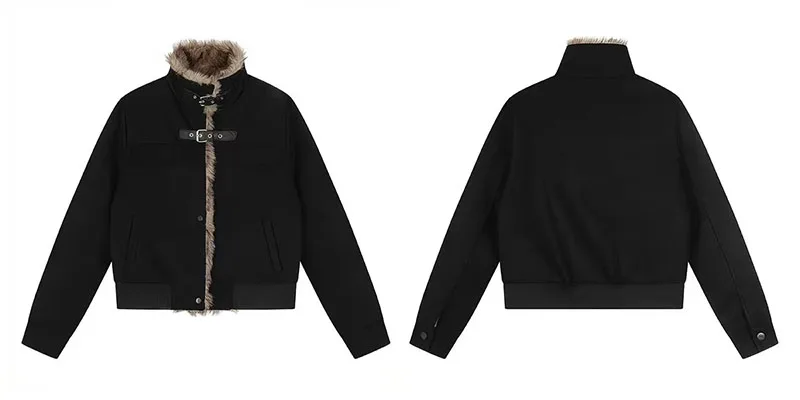 Vintage Suede Parkas Women Y2K American Loose Streetwear Fur Collar Coats Bf Harajuku Single Breasted Warm Outwear New