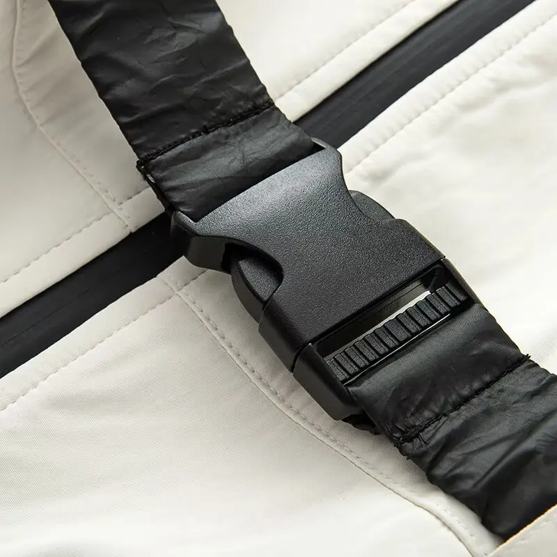 2025 New Women White Waist Cinched One Piece Ski Padded Jacket Black Line Decorations Warm Windproof Multi Color Options
