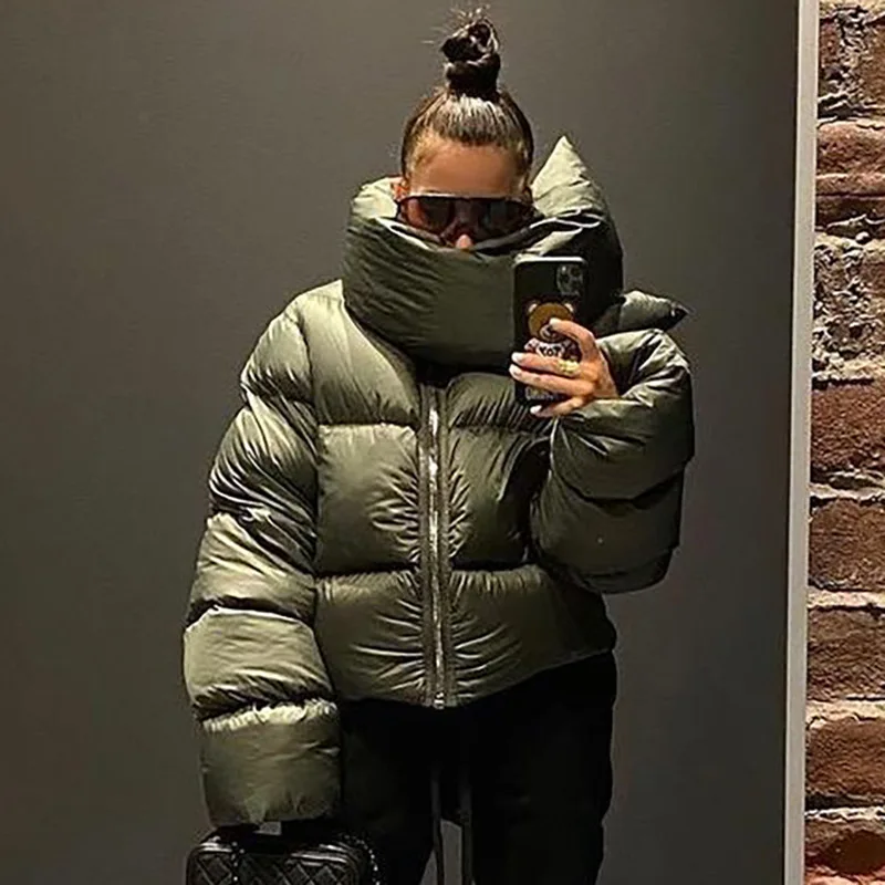 DEAT Fashion Women Cotton-padded Coat Snap On Scarf Collar Thick Long Sleeves Zipper wadded Jackets Autumn 2025 New Tide 7AB435