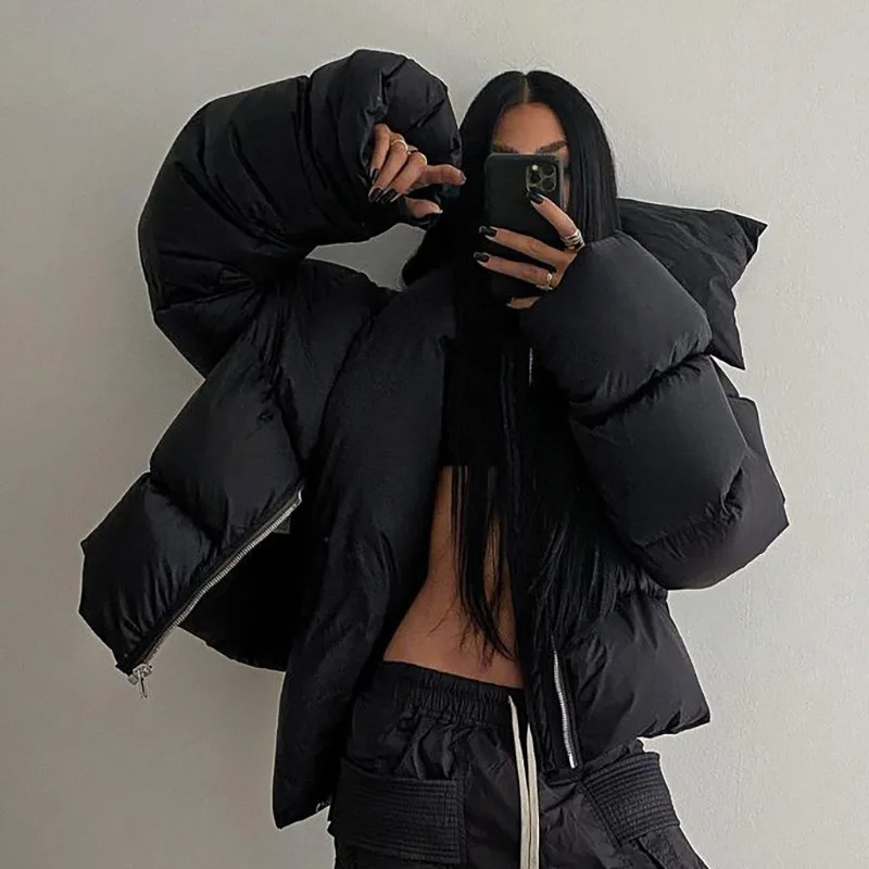 DEAT Fashion Women Cotton-padded Coat Snap On Scarf Collar Thick Long Sleeves Zipper wadded Jackets Autumn 2025 New Tide 7AB435
