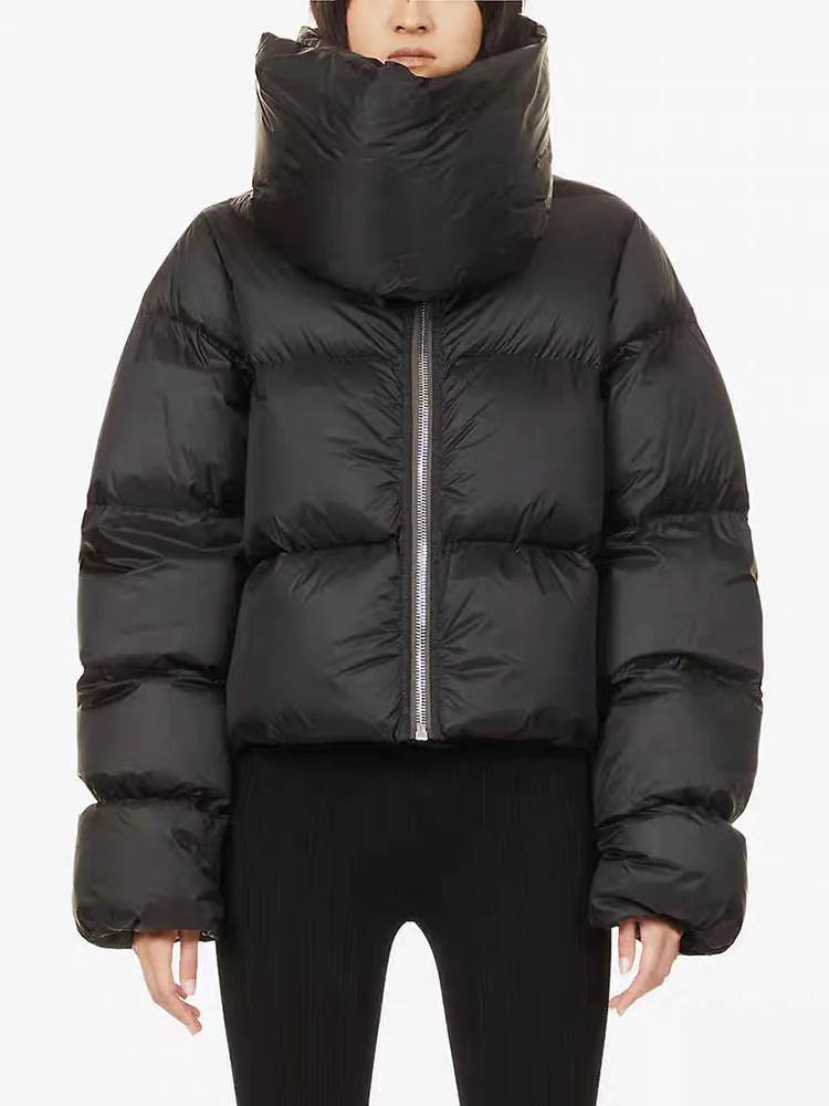 DEAT Fashion Women Cotton-padded Coat Snap On Scarf Collar Thick Long Sleeves Zipper wadded Jackets Autumn 2025 New Tide 7AB435