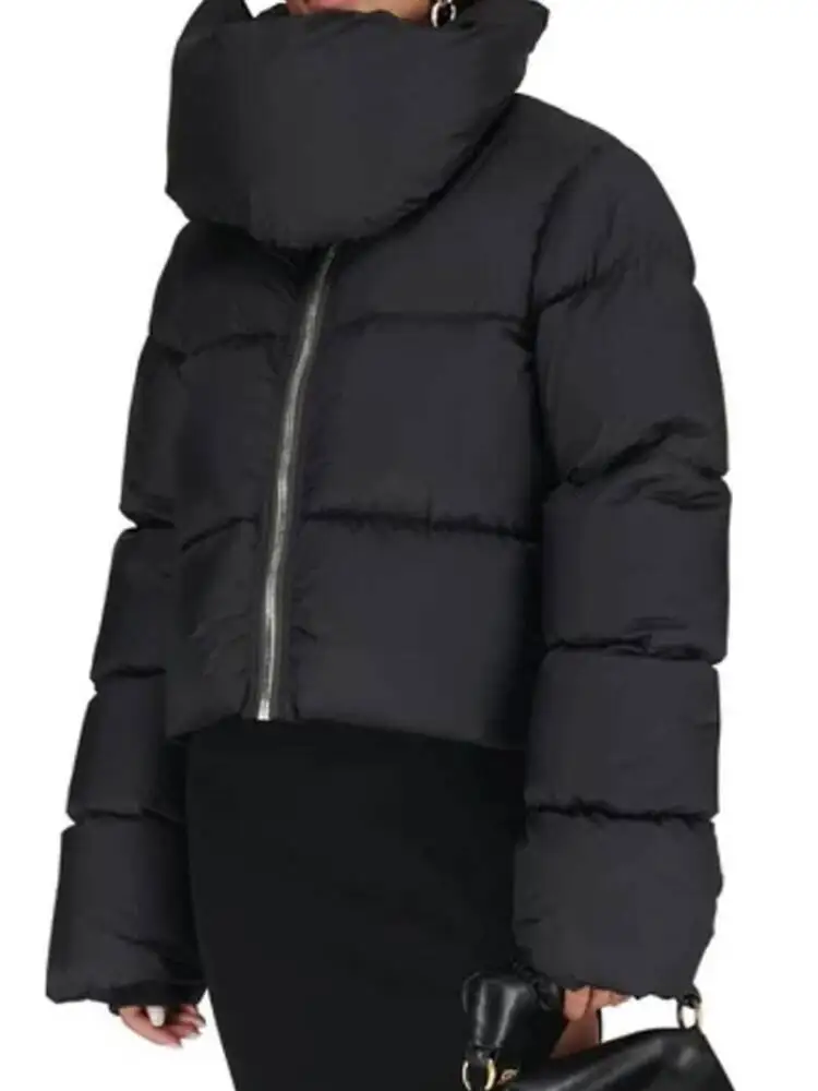DEAT Fashion Women Cotton-padded Coat Snap On Scarf Collar Thick Long Sleeves Zipper wadded Jackets Autumn 2025 New Tide 7AB435