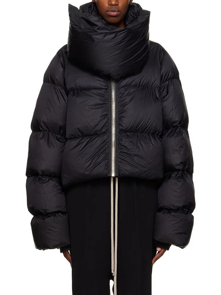 DEAT Fashion Women Cotton-padded Coat Snap On Scarf Collar Thick Long Sleeves Zipper wadded Jackets Autumn 2025 New Tide 7AB435
