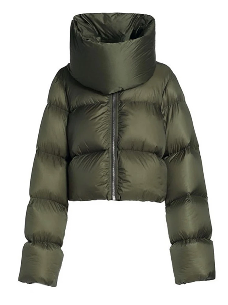 DEAT Fashion Women Cotton-padded Coat Snap On Scarf Collar Thick Long Sleeves Zipper wadded Jackets Autumn 2025 New Tide 7AB435