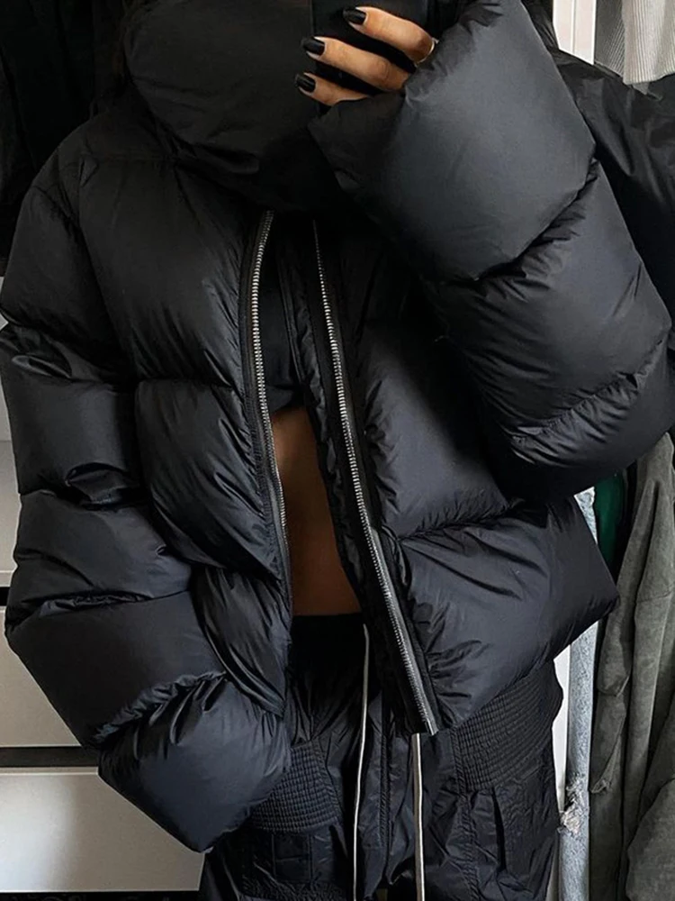 DEAT Fashion Women Cotton-padded Coat Snap On Scarf Collar Thick Long Sleeves Zipper wadded Jackets Autumn 2025 New Tide 7AB435