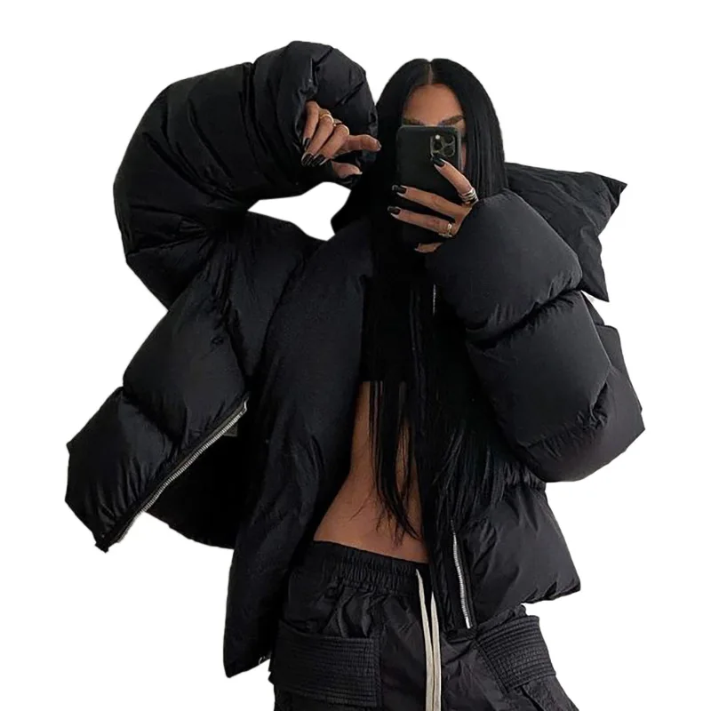 DEAT Fashion Women Cotton-padded Coat Snap On Scarf Collar Thick Long Sleeves Zipper wadded Jackets Autumn 2025 New Tide 7AB435