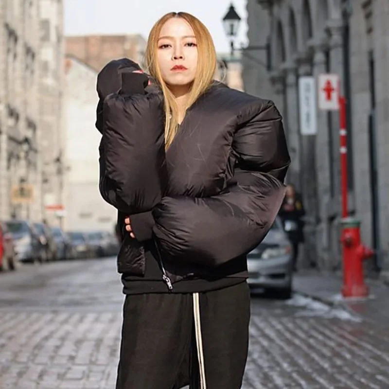 DEAT Fashion Women Cotton-padded Coat Snap On Scarf Collar Thick Long Sleeves Zipper wadded Jackets Autumn 2025 New Tide 7AB435