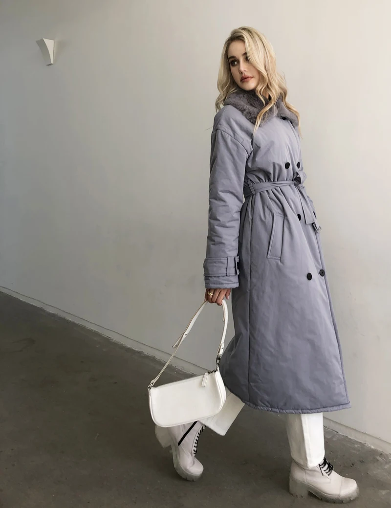 2025 Women Winter Stylish Thick Warm Fur collar Long Parka Runway Designer long Coat Female Overcoat