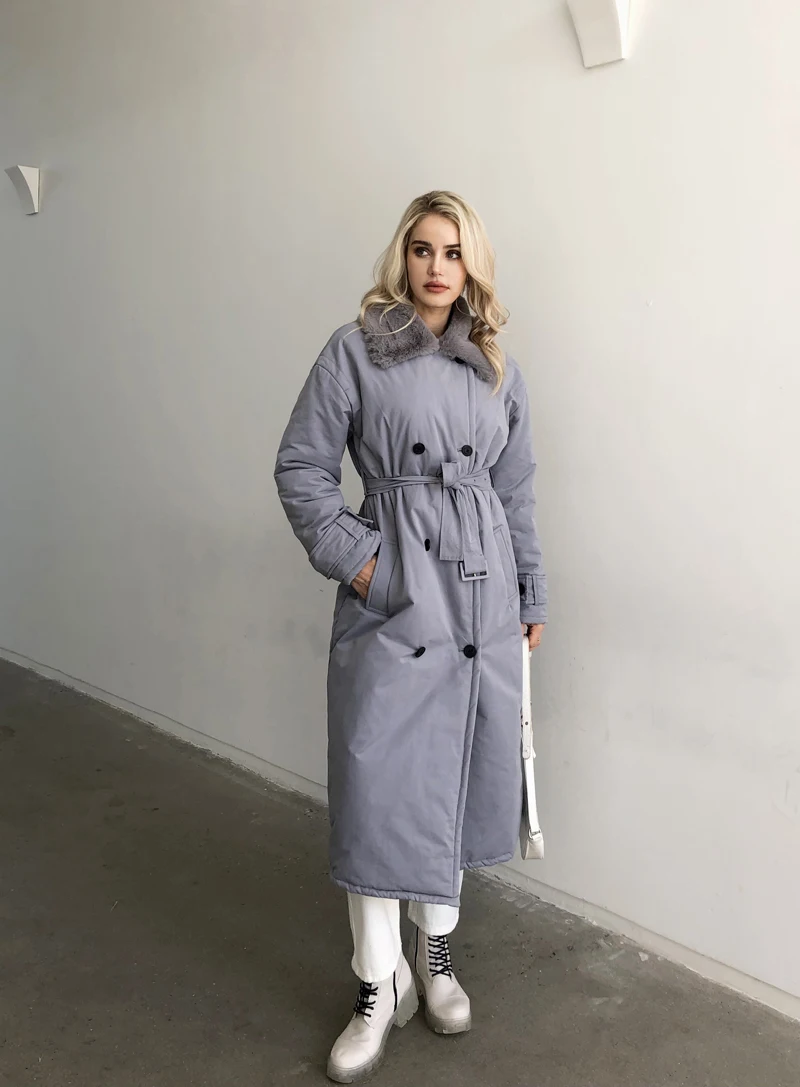 2025 Women Winter Stylish Thick Warm Fur collar Long Parka Runway Designer long Coat Female Overcoat