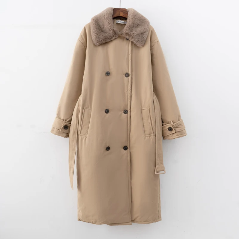 2025 Women Winter Stylish Thick Warm Fur collar Long Parka Runway Designer long Coat Female Overcoat