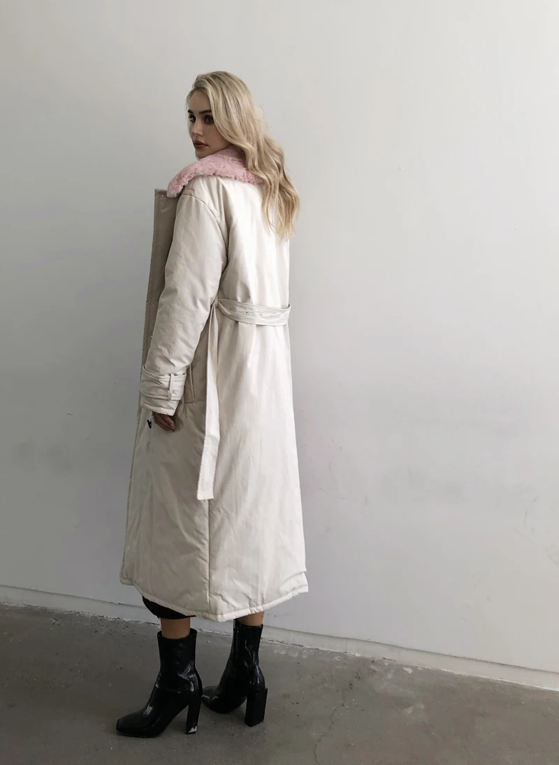 2025 Women Winter Stylish Thick Warm Fur collar Long Parka Runway Designer long Coat Female Overcoat
