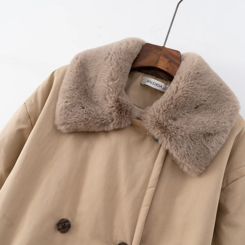 2025 Women Winter Stylish Thick Warm Fur collar Long Parka Runway Designer long Coat Female Overcoat