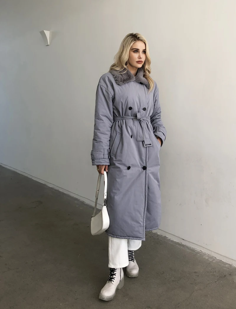 2025 Women Winter Stylish Thick Warm Fur collar Long Parka Runway Designer long Coat Female Overcoat