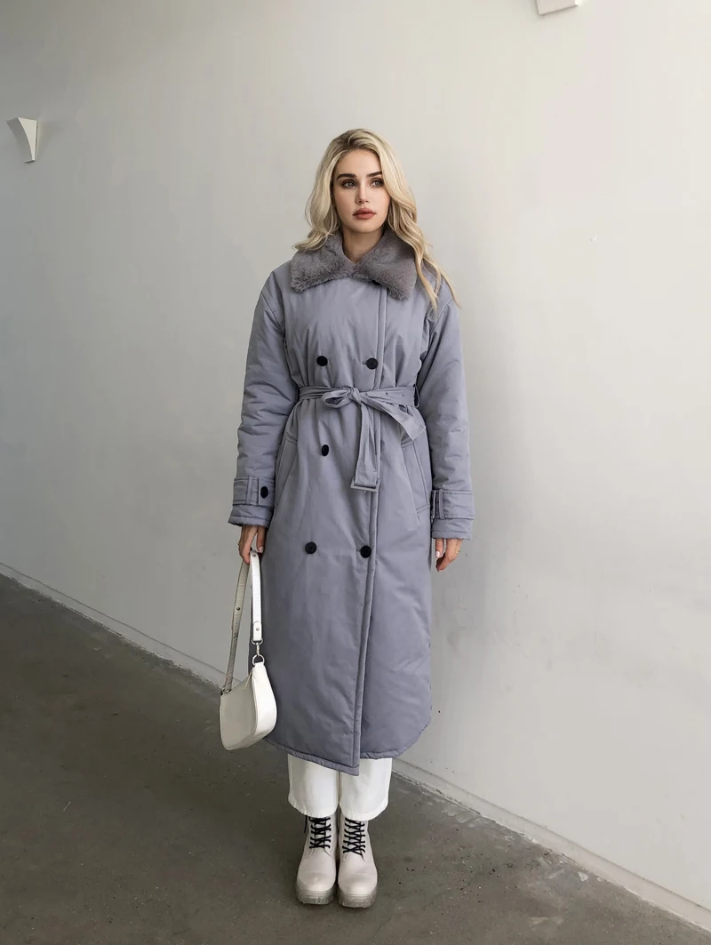 2025 Women Winter Stylish Thick Warm Fur collar Long Parka Runway Designer long Coat Female Overcoat