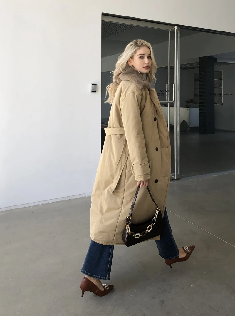 2025 Women Winter Stylish Thick Warm Fur collar Long Parka Runway Designer long Coat Female Overcoat