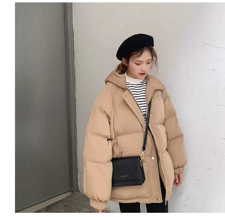 New 2025 Women Short Jacket Winter Thick Hooded Cotton Padded Coats Female Korean Loose Puffer Parkas Ladies Oversize Outwear